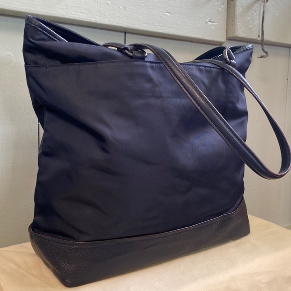 Coach Nylon & Leather Large Tote In Midnight Blue - Picture 6 of 17